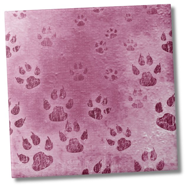 Pink Paw Pattern Tile (Cute Pink Pattern Animal Paw Prints Ceramic Tile)