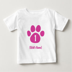 Pink Paw Print Birthday Baby T-Shirt