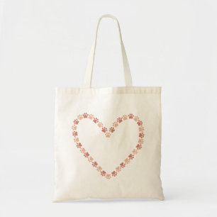 Pink Paw Print Heart - Dog cat paw prints Tote Bag