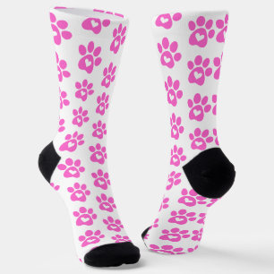 Pink Paw Print Pattern Socks