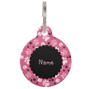 Pink Paw Print Pet Tag
