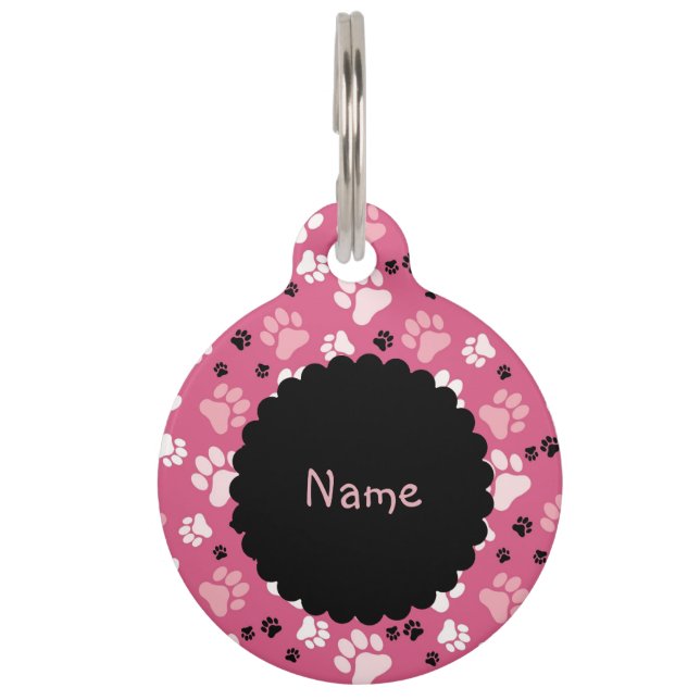 Pink Paw Print Pet Tag (Front)