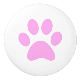 Pink Paw Print - puppy dog cat or other animal Ceramic Knob