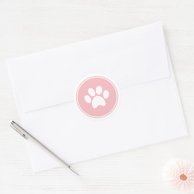Pink Paw Print Sticker for Puppy Birthday Invites (Envelope)