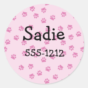 Pink Paw Print Stickers  (#LABL 019)
