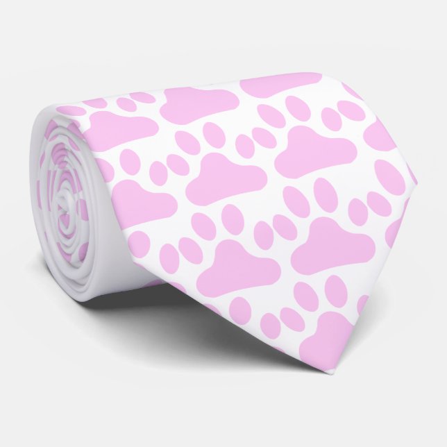 Pink Paw Print Tie (Rolled)