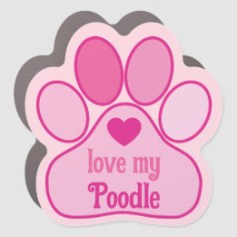 Pink Paw Print with Heart Personalised Dog Car Magnet