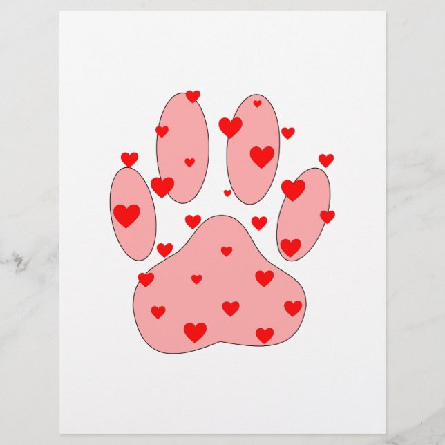 Pink Paw Print With Hearts (Front)