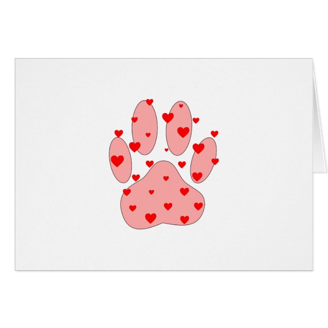 Pink Paw Print With Hearts (Front Horizontal)