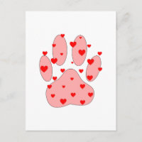 Pink Paw Print With Hearts