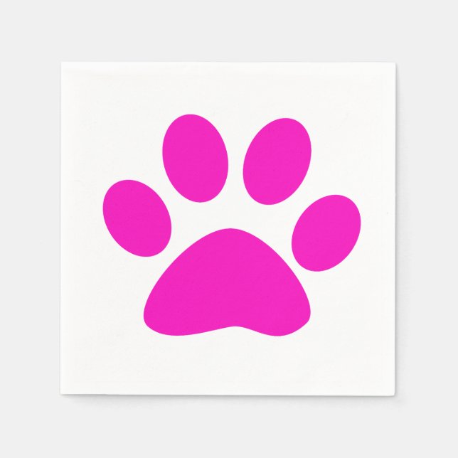 Pink Paw Prints Cute Girly Colourful Holiday White Napkin (Front)
