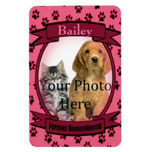 Pink Paw Prints Memorial for Cat or Dog Magnet