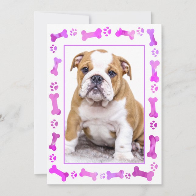Pink Paw Prints New Pet Dog Puppy Shower Invitation (Front)