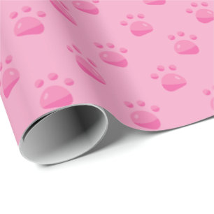 Pink Paw Prints Pattern   Any Background Wrapping Paper