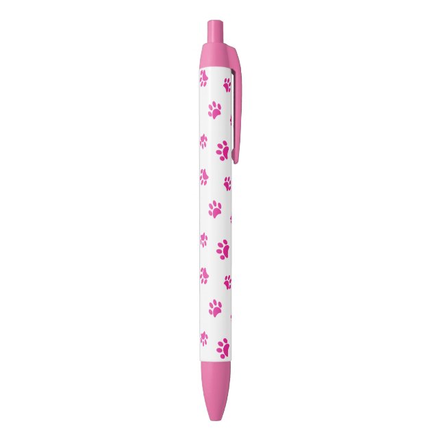 Pink Paw Prints Pattern Blue Ink Pen (Bottom (Vertical))