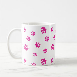 Pink Paw Prints Pattern Coffee Mug