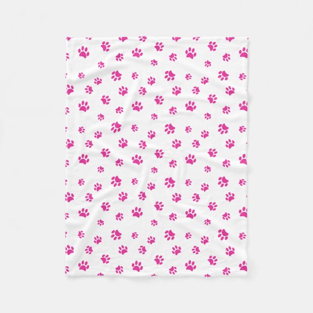 Pink Paw Prints Pattern Fleece Blanket (Front)