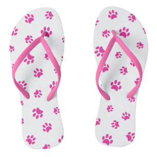 Pink Paw Prints Pattern Flip Flops