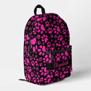 Pink Paw Prints Personalised Printed Backpack