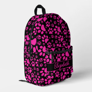 Pink Paw Prints Personalised Printed Backpack