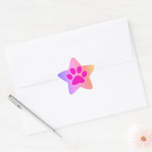 Pink Paw Prints Rose Gold Glitter Cute Girly  Star Sticker