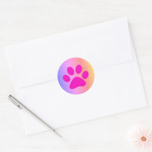 Pink Paw Prints Rose Gold Glitter Cute Holiday Classic Round Sticker