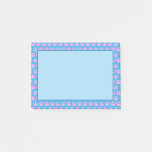 Pink Paw Prints with Blue Background Post-it Notes