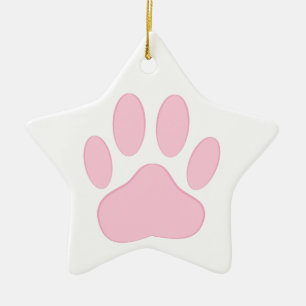 Pink Pawprint Ceramic Tree Decoration