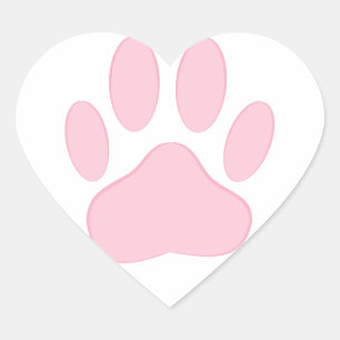 Pink Pawprint Heart Sticker