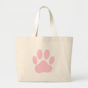 Pink Pawprint Large Tote Bag