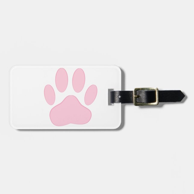 Pink Pawprint Luggage Tag (Front Horizontal)