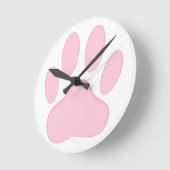 Pink Pawprint Round Clock (Angle)