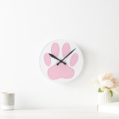 Pink Pawprint Round Clock (Home)
