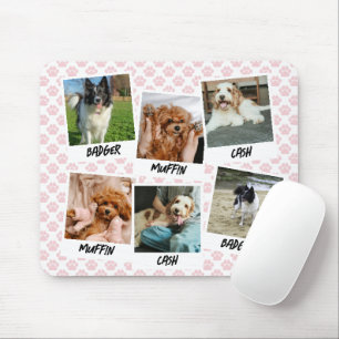Pink Paws 6 Dog Snapshots Photo Template Mouse Mat