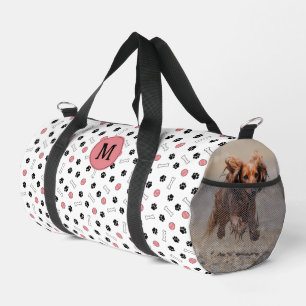 Pink Paws Bones Ball Dog Photos & Monogram Duffle Bag