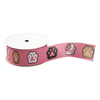 Pink Paws Ribbon Grosgrain Ribbon
