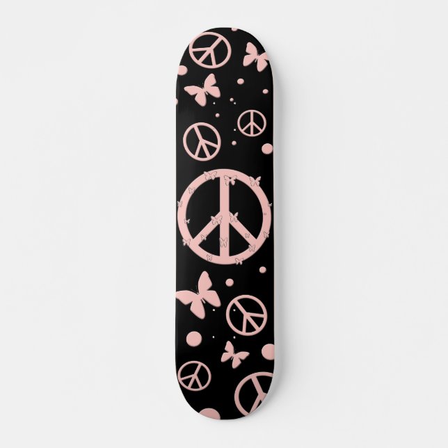 Pink Peace and Butterflies Skateboard (Front)