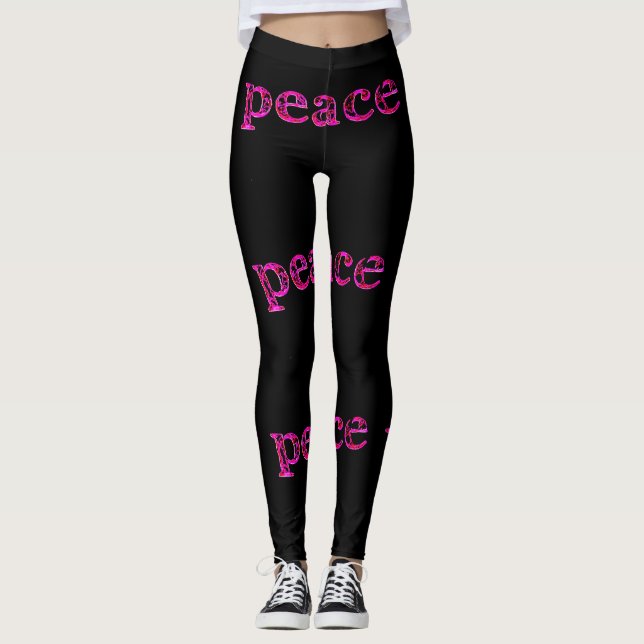 pink peace black leggings (Front)