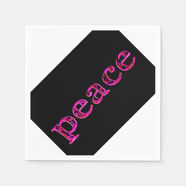 pink peace black white napkin (Front)