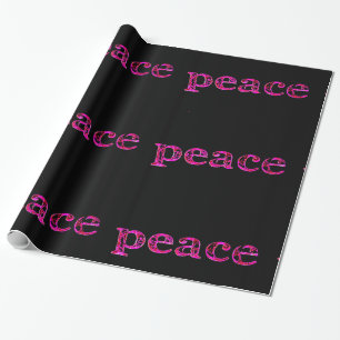 pink peace black wrapping paper