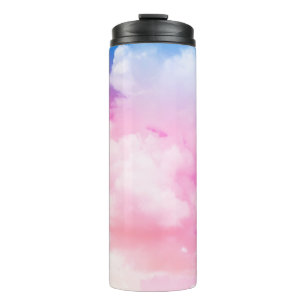 pink, peace, blue, yellow clouds and sky. Abstract Thermal Tumbler