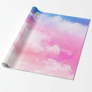 pink, peace, blue, yellow clouds and sky. Abstract Wrapping Paper