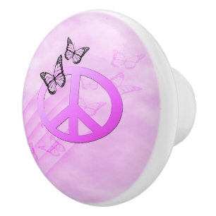 Pink Peace Ceramic Knob