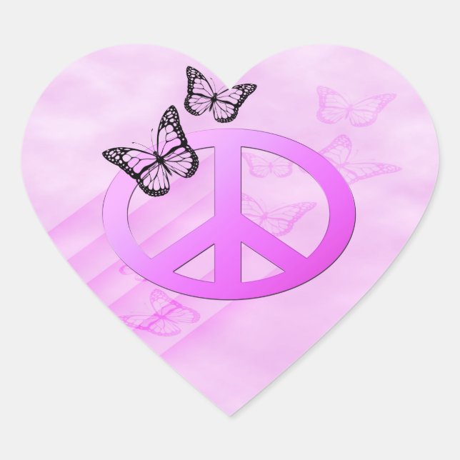 Pink Peace Heart Sticker (Front)