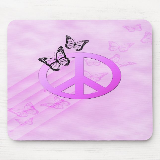 Pink Peace Mouse Mat (Front)