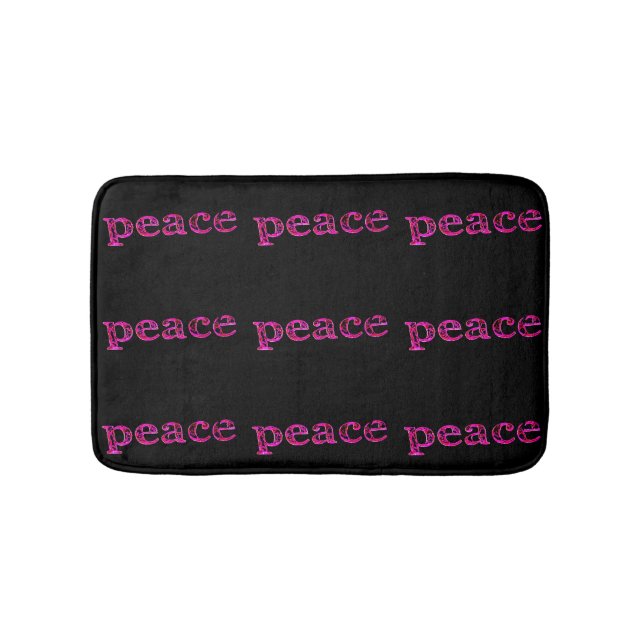 pink peace on black bath mat (Front)