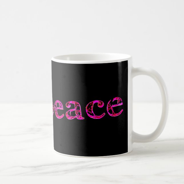 pink peace on black coffee mug (Right)