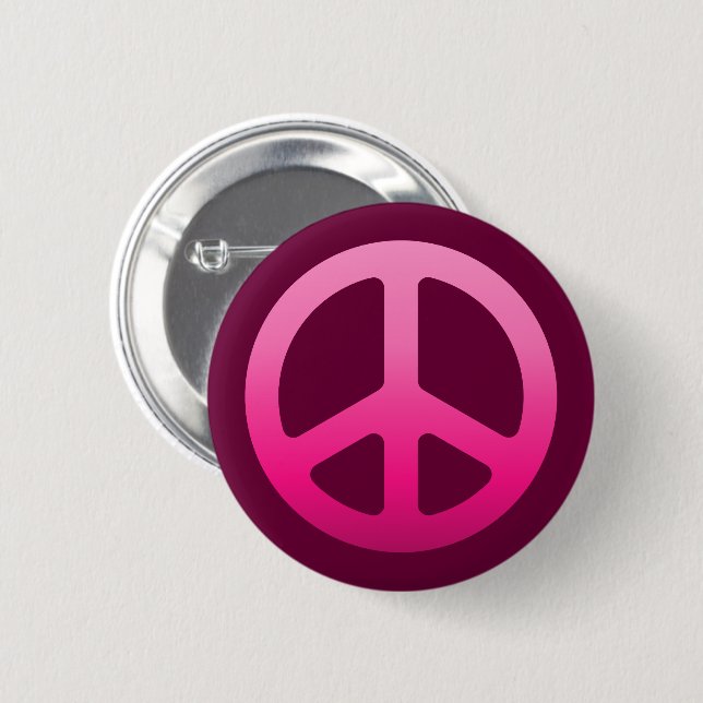 Pink Peace Sign 6 Cm Round Badge (Front & Back)