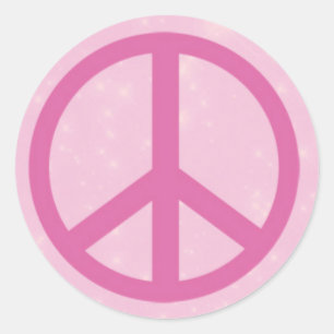 Pink Peace Sign.jpg Classic Round Sticker