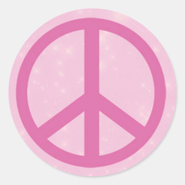 Pink Peace Sign.jpg Classic Round Sticker (Front)